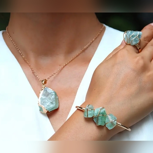 3 Pcs Copper Plated Natural Stone Jewelry Set - Picture 3 of 5